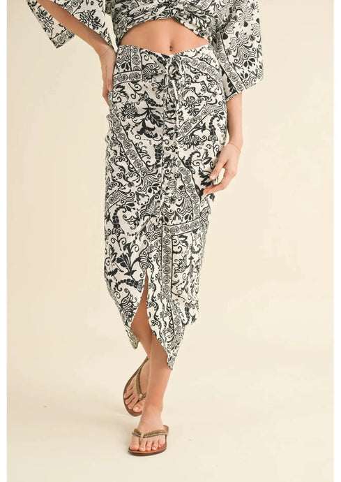 Printed Ruched Skirt
