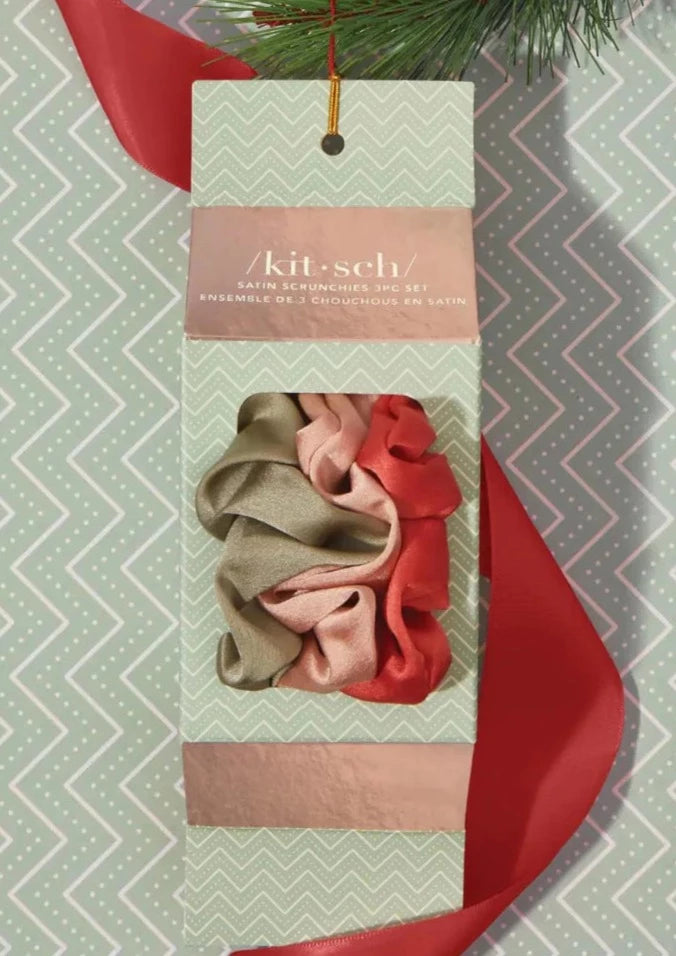 Holiday Ornament Satin Scrunchies