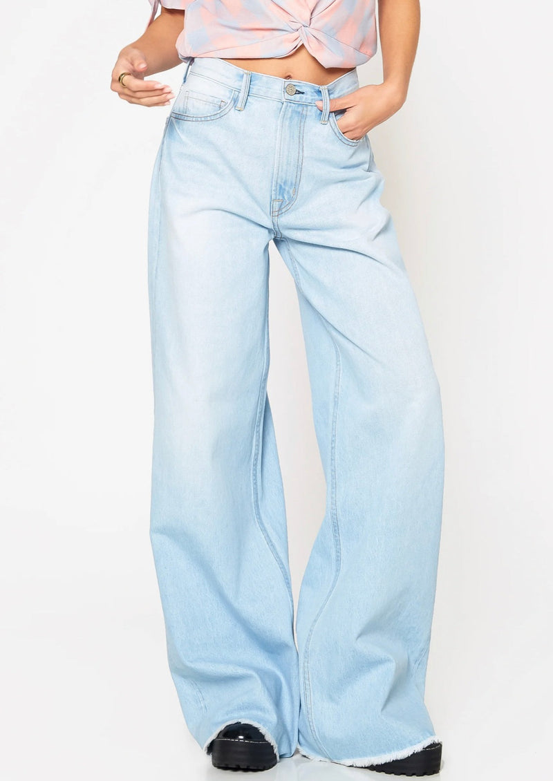 Heather Mid Rise Wide Baggy Jean