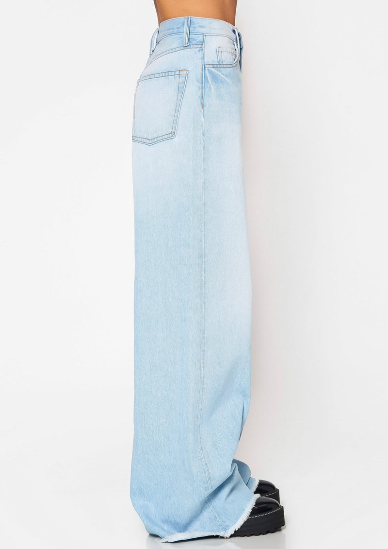 Heather Mid Rise Wide Baggy Jean