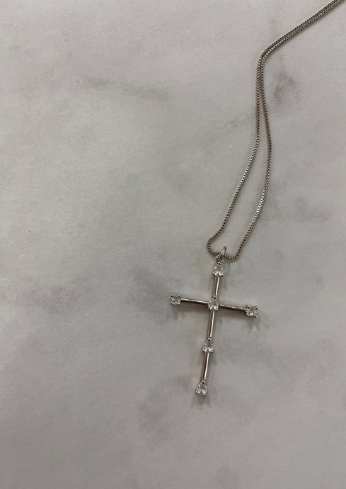 Tom’e Cz Cross Necklace - Silver
