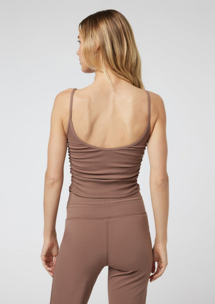 Ribbed Ruched Tank - Clove
