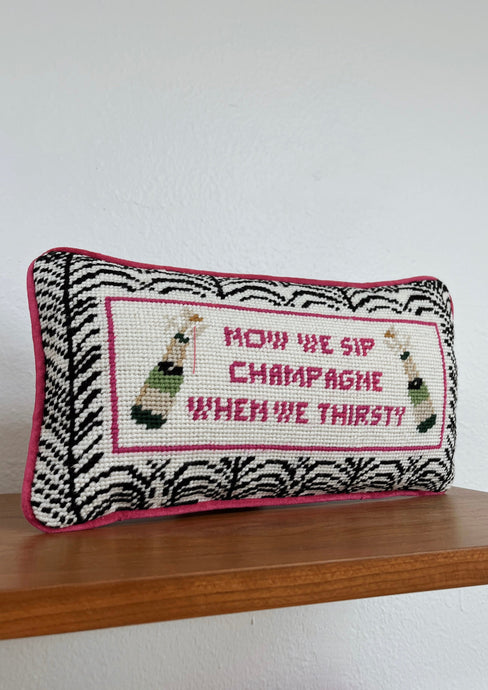 Champagne Needlepoint Pillow